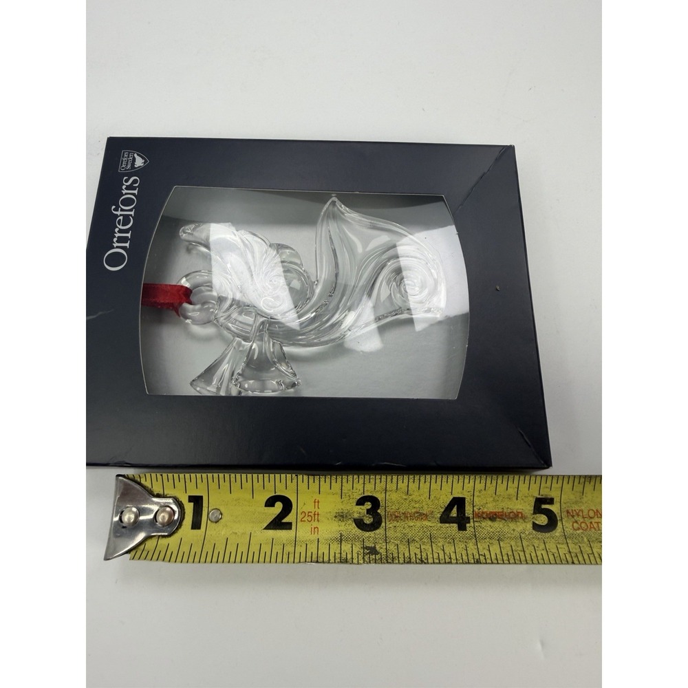 Orrefors Full Lead Crystal Holly Days Clear Angel Ornament Germany - Picture 3 of 3